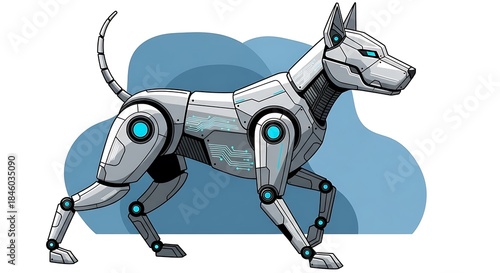 Futuristic Robotic Dog Illustration with Sleek Design and Advanced Technology.