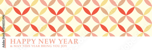 七宝文様の和風背景 新年バナー／HAPPY NEW YEAR 年賀デザイン ベクター | ベクター素材 カード POP 横長