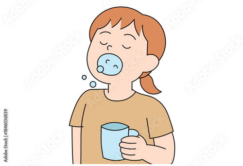 Woman Gargling Water for Throat Care and Daily Health Prevention