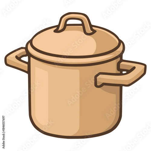 saucepan cooking pot kitchen utensil flat color vector illustration template design