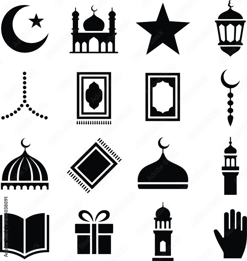 Fototapeta premium Islamic and Religious Icons Collection crescent moon