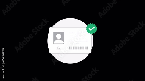Identification Card with Approved Icon. Verified ID Concept Animation Video - Transparent