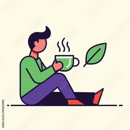 Man Relaxing with Hot Beverage