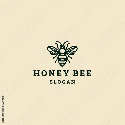 Honey bee logo icon design template vector illustration