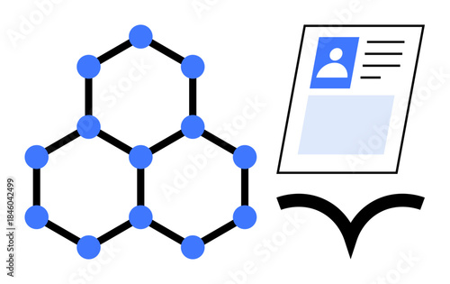 Identity verification. Digital ID, blockchain concept with hexagonal network structure and credentials ation. Identity for security, technology, decentralized systems, and data accuracy