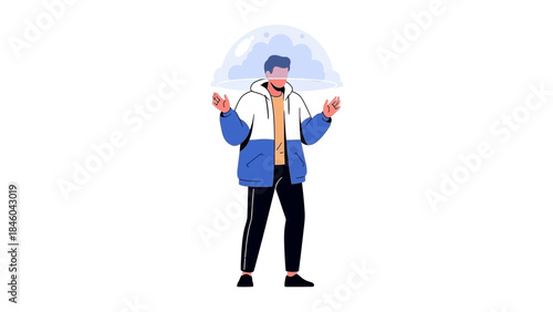 A man with a cloud over his head, an illustration related to mental health