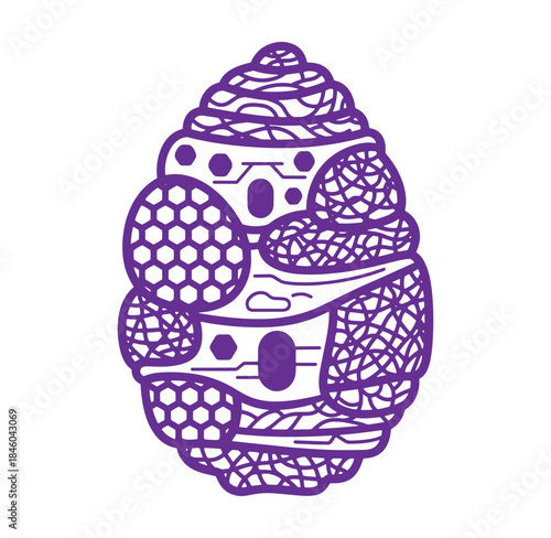 Abstract purple vector illustration of a unique and imaginative architectural structure