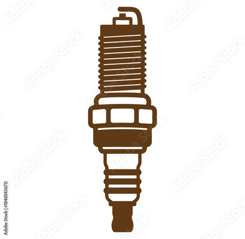 Brown silhouette of a spark plug depicting an automotive ignition component