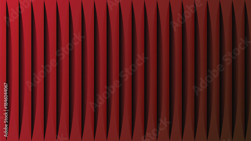 Modern abstract background featuring a repeating pattern of red, curved vertical panels with subtle shadows.Print