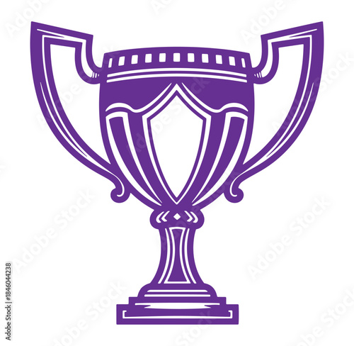 Elegant purple trophy cup illustration perfect for awards and achievements symbolism and recognition