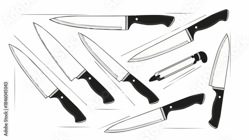 set of knives vector illustration