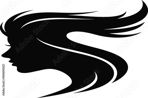 Woman Working at a Computer Desk Silhouette in Office Chair, Depicting Business, Remote Work, Corporate Job, Ergonomics, and Professional Digital Workspace, Vector Illustration