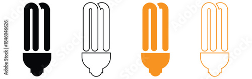 Variety of colorful light bulb icons in modern style,Light bulb Icon Set. Bulb lamp icon in thin flat style. Electric lamp, light, innovation. Idea light bulb icon vector illustration.