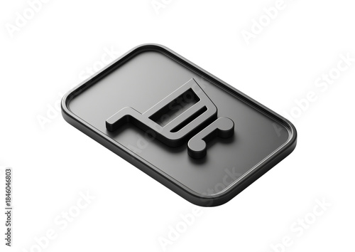 Flat phone with 3D shopping cart checkout icon Isolated on a transparent background
