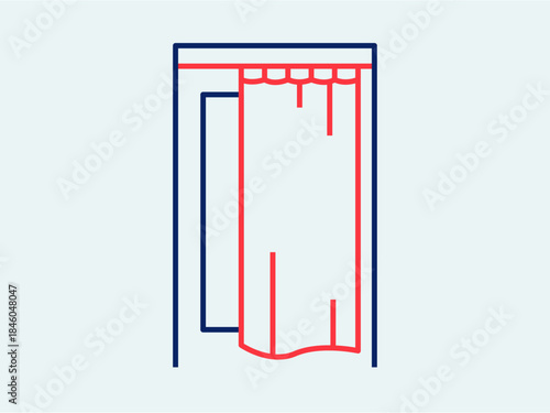 Fitting room icon. Shopping mall outline icon. Simple vector illustration in modern thin line style.