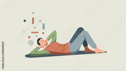 Relaxation and contemplation: an illustration of a person lying down and thinking