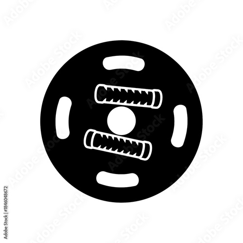 Fitness ball silhouette, gym equipment vector on transparent background