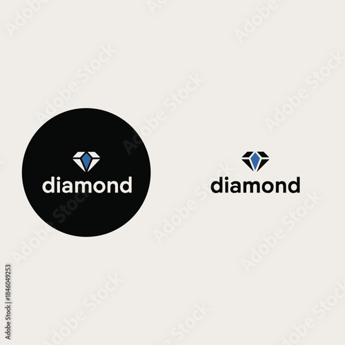 Black circle with diamond and text diamond white