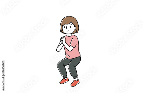 スクワットをする女性のイラスト