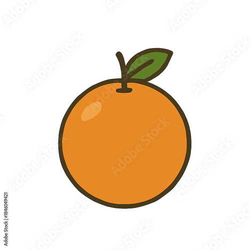 Vibrant orange fruit with green leaf on black background
