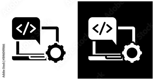 Software Development Icon Set In White And Black Background