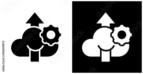 Deployment Icon Set In White And Black Background