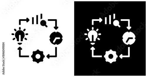 System Development Life Cycle Icon Set In White And Black Background