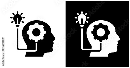 Initiative Icon Set In White And Black Background