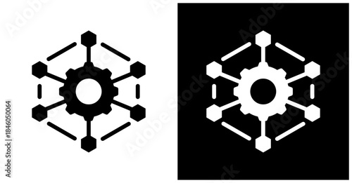 Microservices Icon Set In White And Black Background
