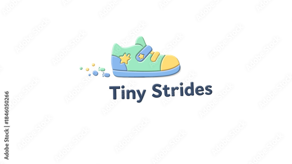 Fototapeta premium Creative Illustration of a Colorful Shoe Logo for Tiny Feet, Featuring Playful Elements, Ideal for Children's Apparel Branding