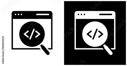 Code Review Icon Set In White And Black Background