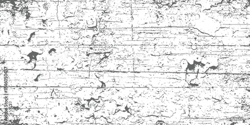 Vector Grunge Distressed Wood Texture Overlay Black and White Cracked Surface Background