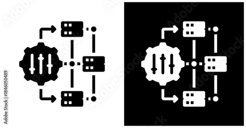 Configuration Management Icon Set In White And Black Background
