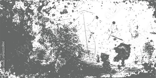 Distressed grunge texture overlay background Vector graphic of scratched weathered surface in gray and white high contrast design element