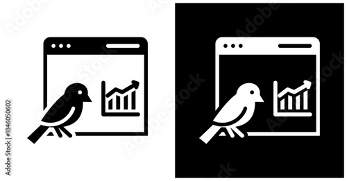 Canary Release Icon Set In White And Black Background