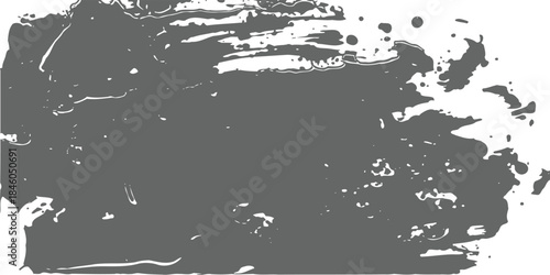 Grungy messy ink stain or paint splatter texture design element banner in gray vector