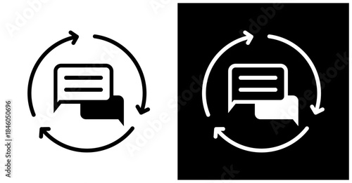 Continuous Feedback Icon Set In White And Black Background