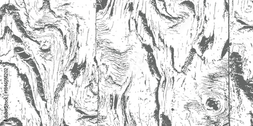 Distressed Grunge Plywood Wood Grain Texture Vector Overlay Background Rustic Timber Effect Black and White