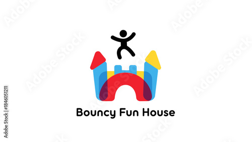 Kids Playing Joyfully in a Colorful Bounce Castle Environment