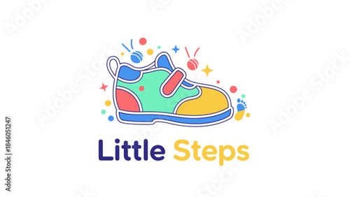 Colorful Sneakers for Kids in a Creative Environment - Illustrative Design