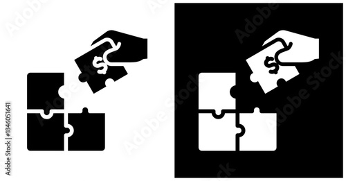 Contribution Icon Set In White And Black Background