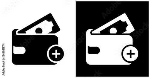 Out Of Pocket Icon Set In White And Black Background