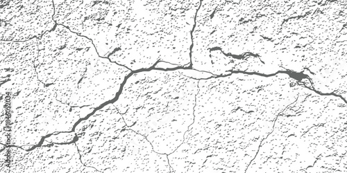 Vector Grunge Cracked Wall Texture Background Distressed Rough Surface Overlay Grayscale