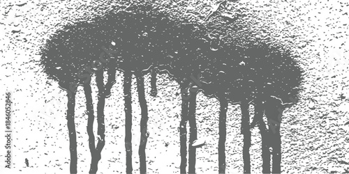 Gray and white distressed grunge vector texture with paint splatter and long vertical drips artistic background element