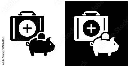 Medical Saving Icon Set In White And Black Background