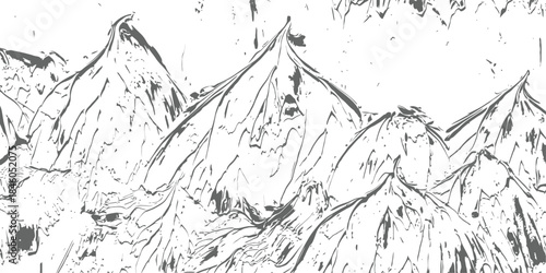 Grunge Monochrome Vector Mountains Abstract Sketch Background Texture Landscape