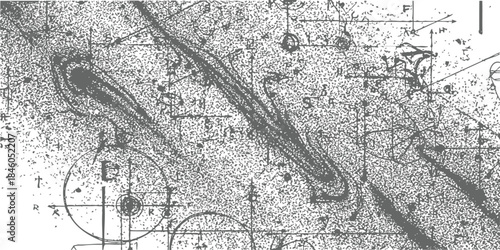 Abstract Vintage Celestial Diagram Vector Background with Distressed Noise Texture and Scientific Grid Lines