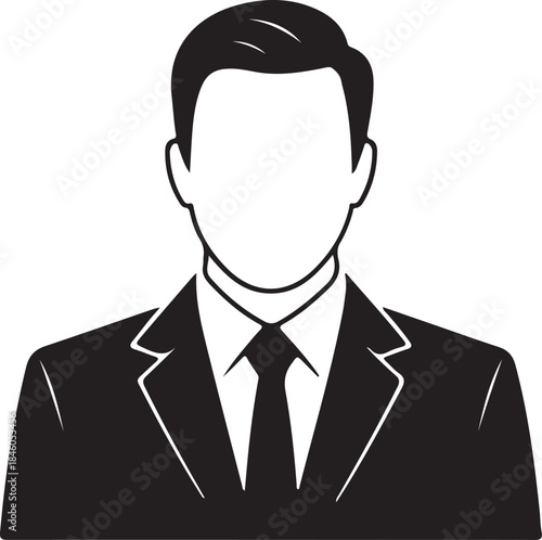 Black and white line of a man in a suit and tie