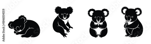 Charming Collection of Koala Silhouettes in Various Poses for Wildlife Graphics