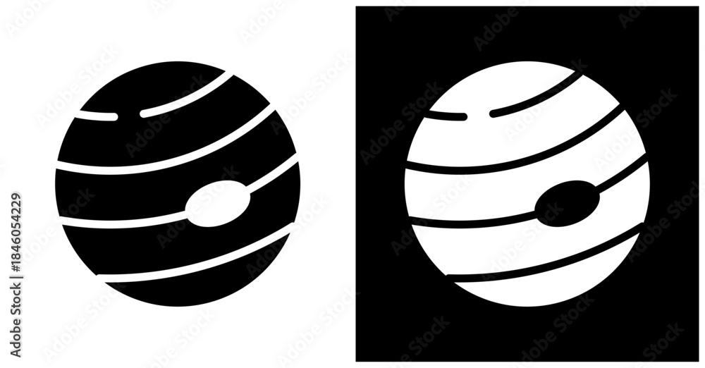 Fototapeta premium Jupiter Icon Set In White And Black Background